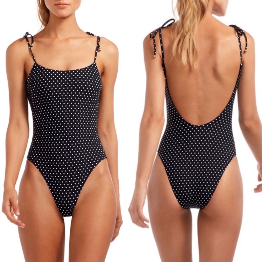 NWT  VITAMIN A Black Polka Dot One-piece Swimsuit